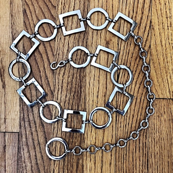 unknown Accessories - Silver Metal Vtg Circles/Squares Adjustable Belt